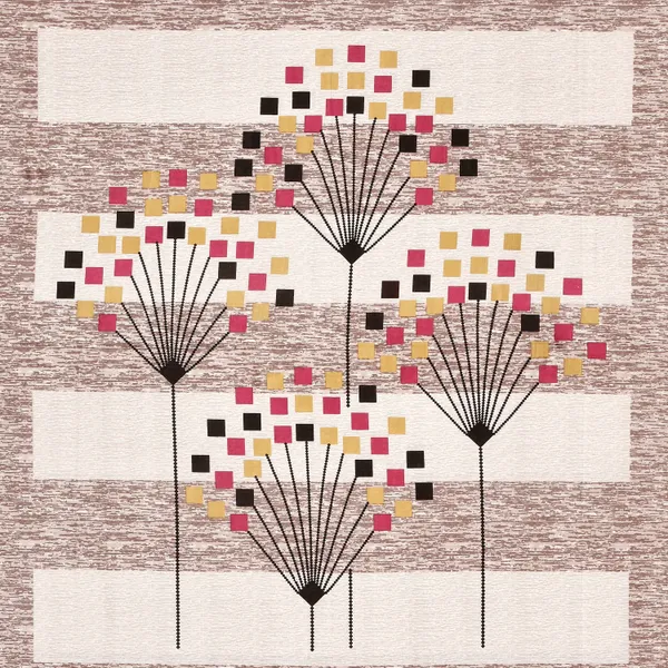Brown_Cotton_Geometric_Bloom_Double_Bedsheet_With_Pillow_Cover_70X100_Cm